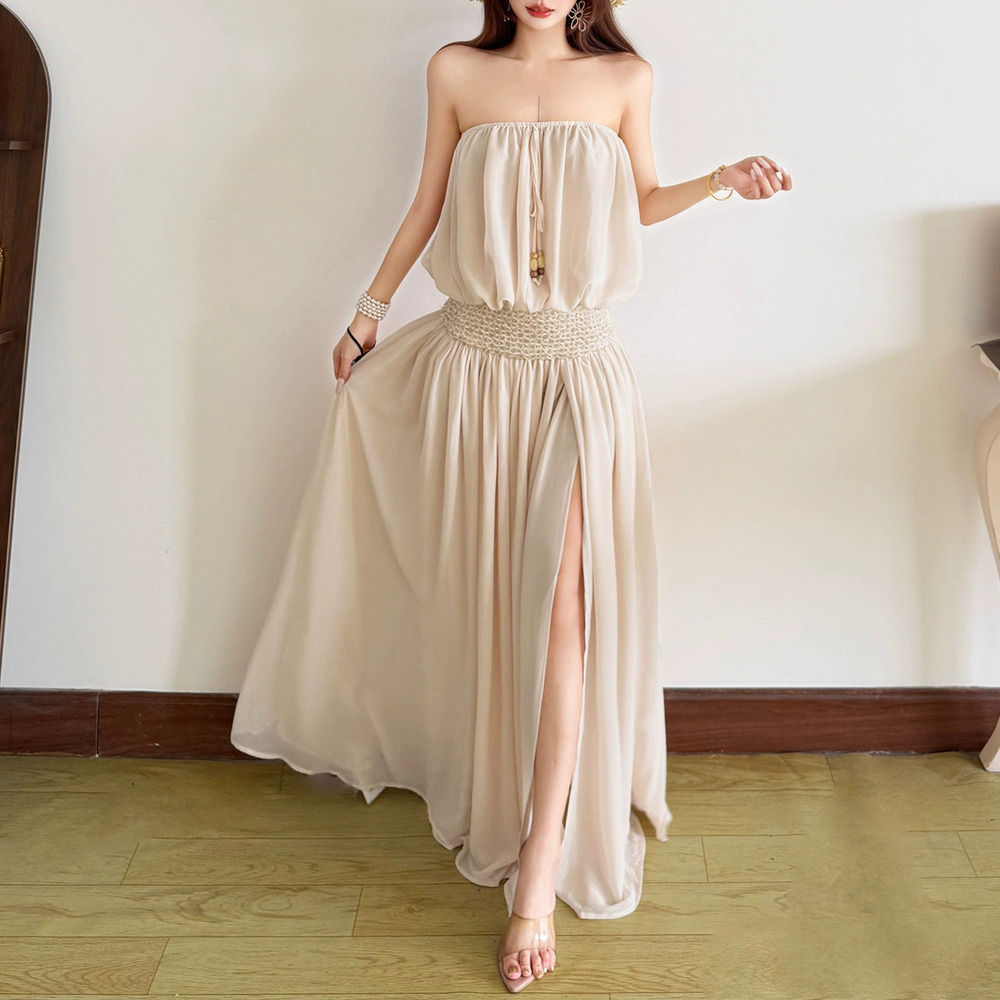 Zara Summer Evening Dress Fringe Pendant Sequins Woven Belt